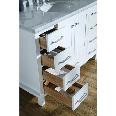 Image of Ariel Cambridge 55" White Modern Rectangle Sink Bathroom Vanity A055S-CWR-WHT