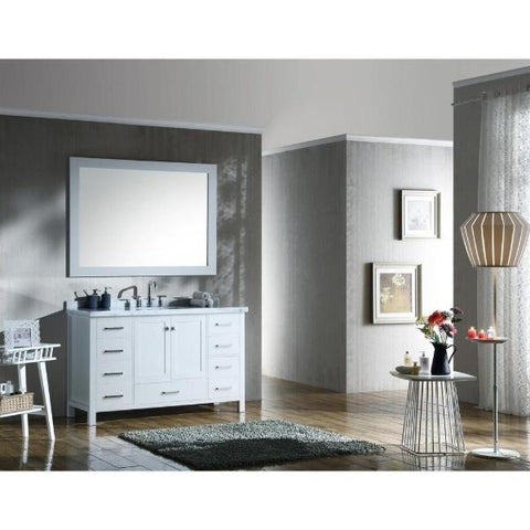 Image of Ariel Cambridge 55" White Modern Rectangle Sink Bathroom Vanity A055S-CWR-WHT