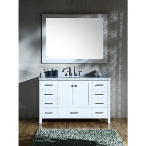 Image of Ariel Cambridge 55" White Modern Rectangle Sink Bathroom Vanity A055S-CWR-WHT