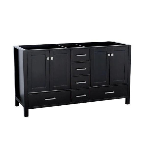 Image of Ariel Cambridge 60" Espresso Transitional Double Sink Vanity Base Cabinet A061D-BC-ESP A055S-BC-ESP