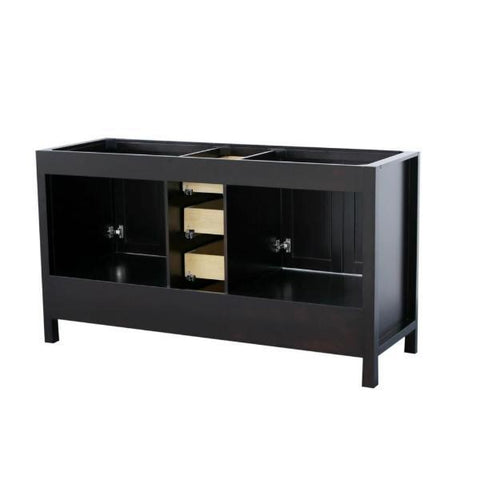 Image of Ariel Cambridge 60" Espresso Transitional Double Sink Vanity Base Cabinet A061D-BC-ESP A055S-BC-ESP