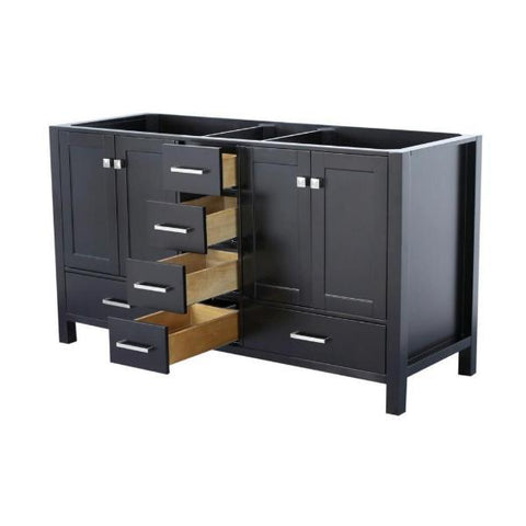 Image of Ariel Cambridge 60" Espresso Transitional Double Sink Vanity Base Cabinet A061D-BC-ESP A055S-BC-ESP