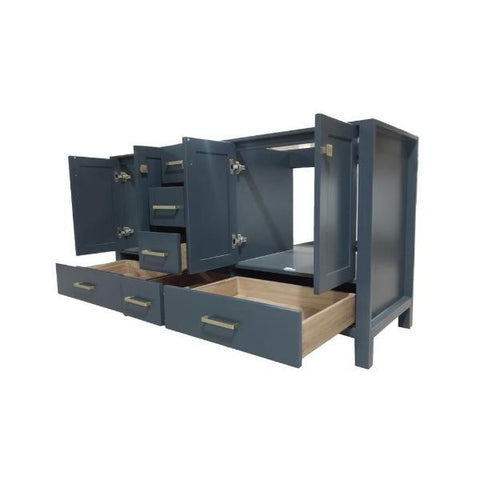 Image of Ariel Cambridge 60" Midnight Blue Transitional Double Sink Base Cabinet A061D-BC-MNB A055S-BC-MNB