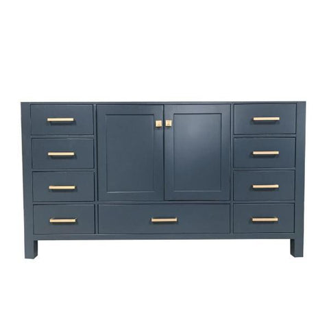 Image of Ariel Cambridge 60" Midnight Blue Transitional Vanity Base Cabinet A061S-BC-MNB A055S-BC-MNB