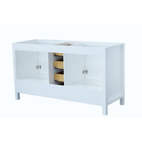 Image of Ariel Cambridge 60" White Transitional Double Sink Vanity Base Cabinet A061D-BC-WHT A061D-BC-GRY