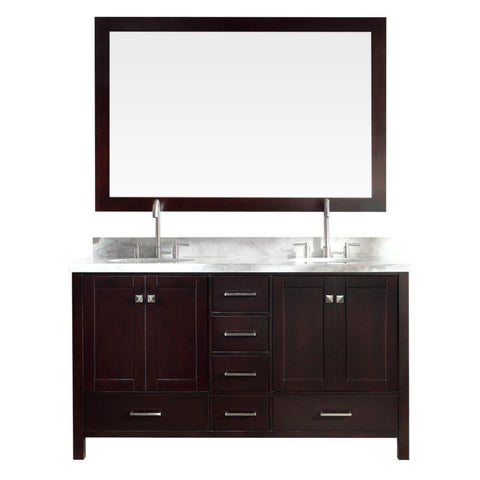 Image of Ariel Cambridge 61" Double Sink Vanity Set in Espresso A061D-ESP