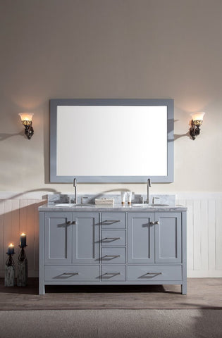 Image of Ariel Cambridge 61" Double Sink Vanity Set in Grey A061D-GRY