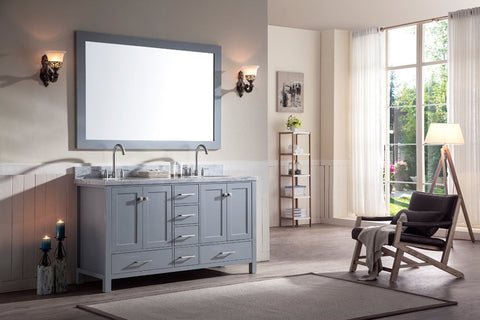 Image of Ariel Cambridge 61" Double Sink Vanity Set in Grey A061D-GRY