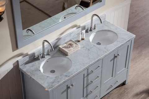 Image of Ariel Cambridge 61" Double Sink Vanity Set in Grey A061D-GRY