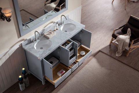 Image of Ariel Cambridge 61" Double Sink Vanity Set in Grey A061D-GRY