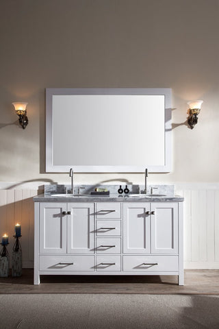 Image of Ariel Cambridge 61" Double Sink Vanity Set in White A061D-WHT