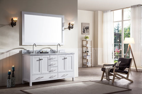 Image of Ariel Cambridge 61" Double Sink Vanity Set in White A061D-WHT