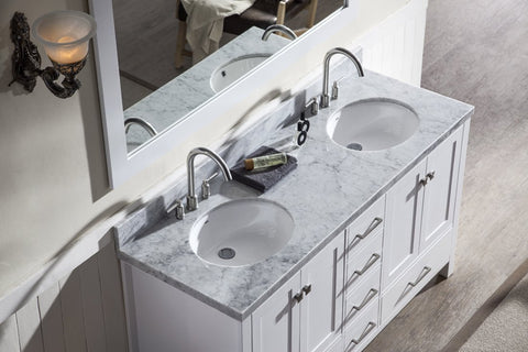 Image of Ariel Cambridge 61" Double Sink Vanity Set in White A061D-WHT