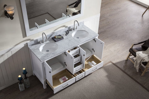 Image of Ariel Cambridge 61" Double Sink Vanity Set in White A061D-WHT