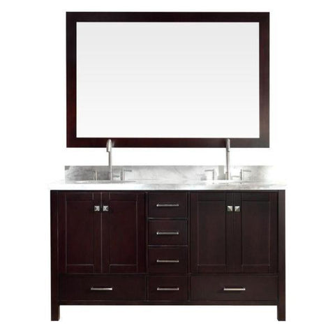 Image of Ariel Cambridge 61" Espresso Modern Double Oval Sink Vanity A061D-ESP