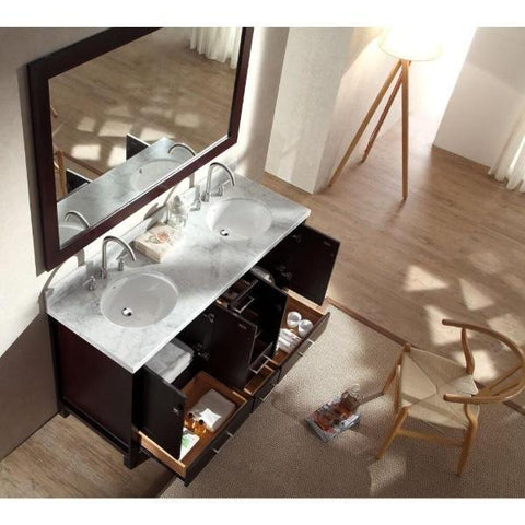 Image of Ariel Cambridge 61" Espresso Modern Double Oval Sink Vanity A061D-ESP