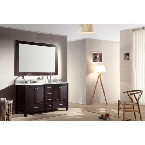 Image of Ariel Cambridge 61" Espresso Modern Double Oval Sink Vanity A061D-ESP