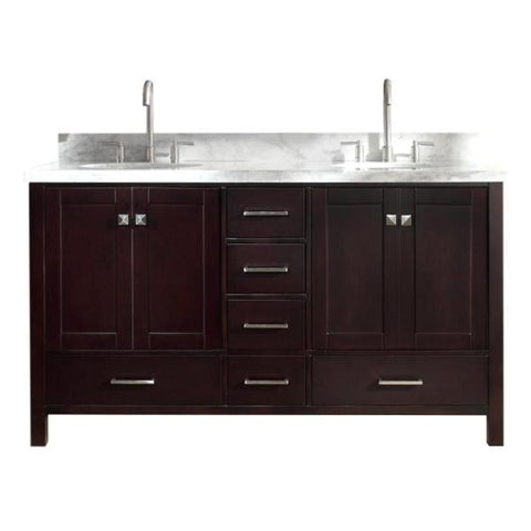 Image of Ariel Cambridge 61" Espresso Modern Double Oval Sink Vanity A061D-ESP