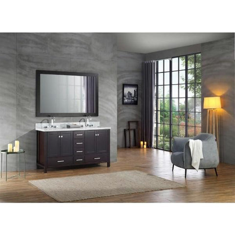 Image of Ariel Cambridge 61" Espresso Modern Double Rectangle Sink Vanity A061D-CWR-ESP