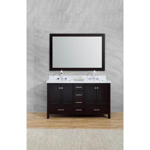 Image of Ariel Cambridge 61" Espresso Modern Double Rectangle Sink Vanity A061D-CWR-ESP