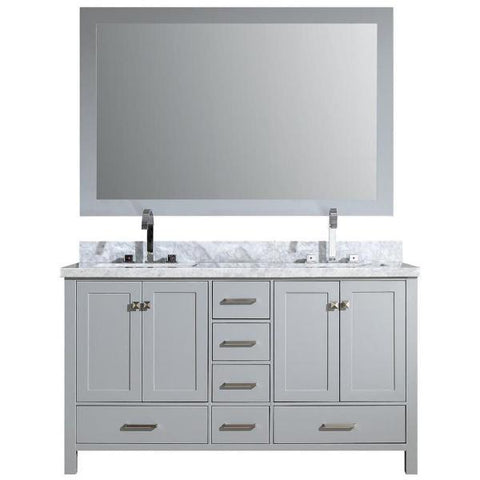 Image of Ariel Cambridge 61" Grey Modern Double Rectangle Sink Vanity A061D-CWR-GRY