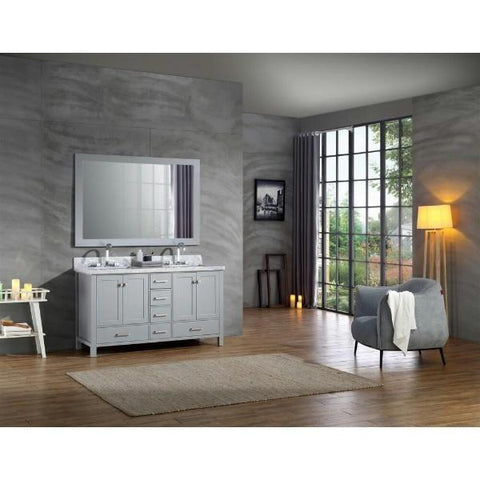 Image of Ariel Cambridge 61" Grey Modern Double Rectangle Sink Vanity A061D-CWR-GRY
