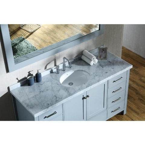 Image of Ariel Cambridge 61" Grey Modern Oval Sink Bathroom Vanity A061S-GRY