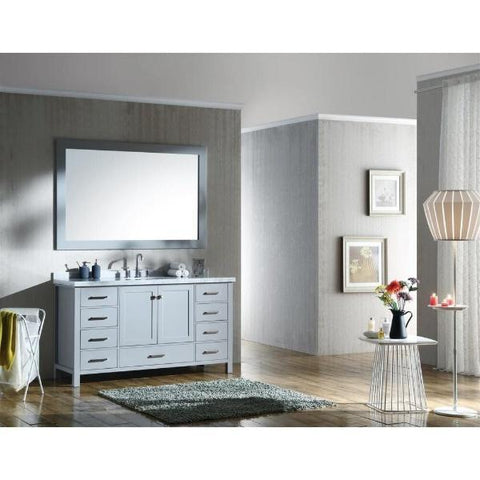 Image of Ariel Cambridge 61" Grey Modern Oval Sink Bathroom Vanity A061S-GRY