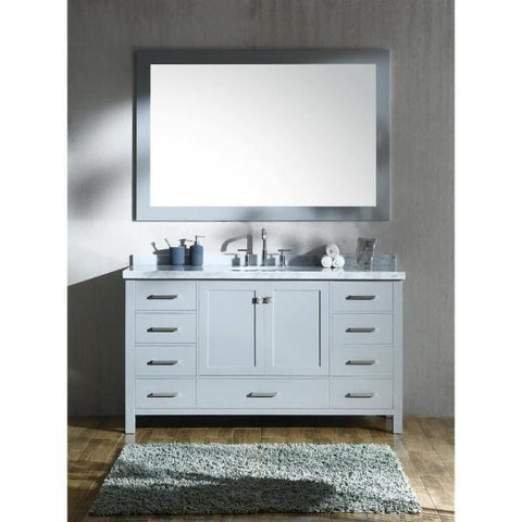 Image of Ariel Cambridge 61" Grey Modern Oval Sink Bathroom Vanity A061S-GRY