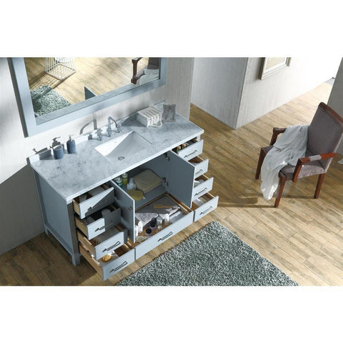 Image of Ariel Cambridge 61" Grey Modern Rectangle Sink Bathroom Vanity A061S-CWR-GRY