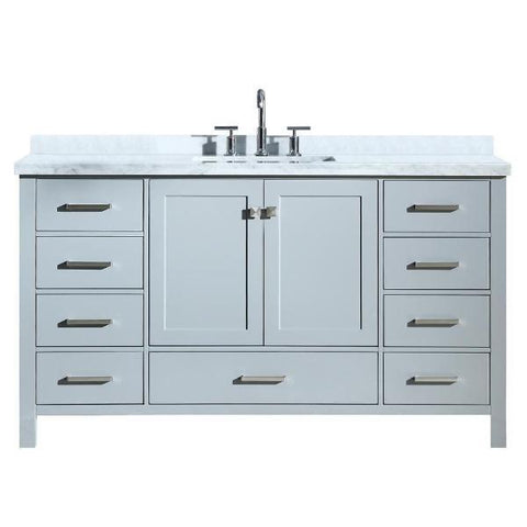 Image of Ariel Cambridge 61" Grey Modern Rectangle Sink Bathroom Vanity A061S-CWR-GRY