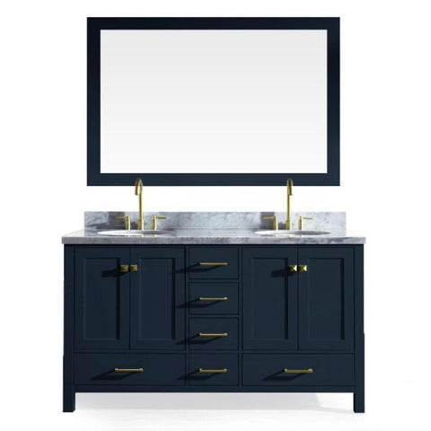 Image of Ariel Cambridge 61" Midnight Blue Modern Double Oval Sink Vanity A061D-MNB