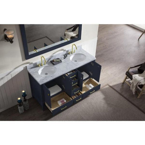 Image of Ariel Cambridge 61" Midnight Blue Modern Double Oval Sink Vanity A061D-MNB