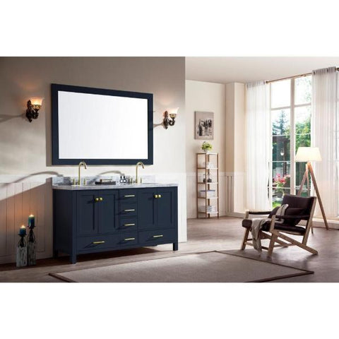 Image of Ariel Cambridge 61" Midnight Blue Modern Double Oval Sink Vanity A061D-MNB