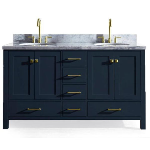 Image of Ariel Cambridge 61" Midnight Blue Modern Double Oval Sink Vanity A061D-MNB