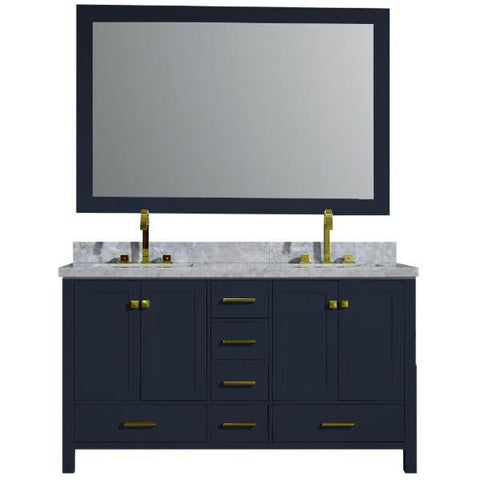 Image of Ariel Cambridge 61" Midnight Blue Modern Double Rectangle Sink Vanity A061D-CWR-MNB