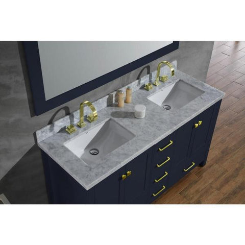 Image of Ariel Cambridge 61" Midnight Blue Modern Double Rectangle Sink Vanity A061D-CWR-MNB