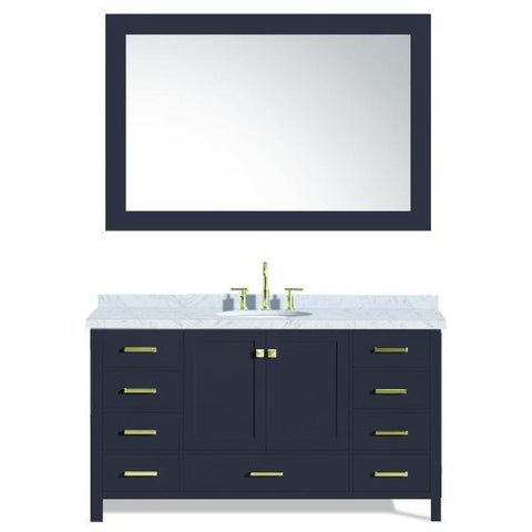 Image of Ariel Cambridge 61" Midnight Blue Modern Oval Sink Bathroom Vanity A061S-MNB