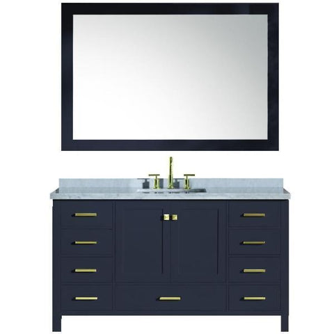Image of Ariel Cambridge 61" Midnight Blue Modern Rectangle Sink Bathroom Vanity A061S-CWR-MNB