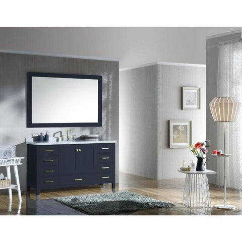 Image of Ariel Cambridge 61" Midnight Blue Modern Rectangle Sink Bathroom Vanity A061S-CWR-MNB