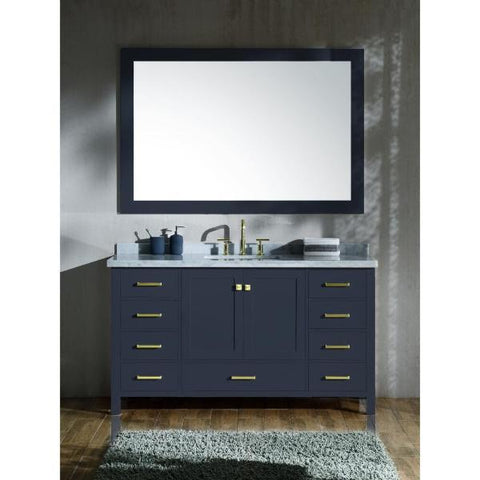 Image of Ariel Cambridge 61" Midnight Blue Modern Rectangle Sink Bathroom Vanity A061S-CWR-MNB