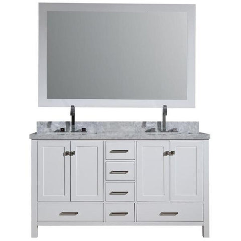 Image of Ariel Cambridge 61" White Modern Double Rectangle Sink Vanity A061D-CWR-WHT