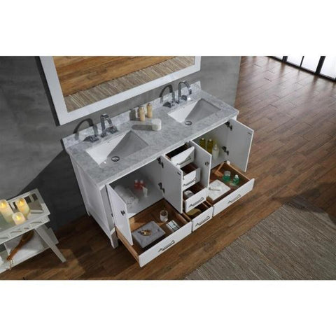 Image of Ariel Cambridge 61" White Modern Double Rectangle Sink Vanity A061D-CWR-WHT