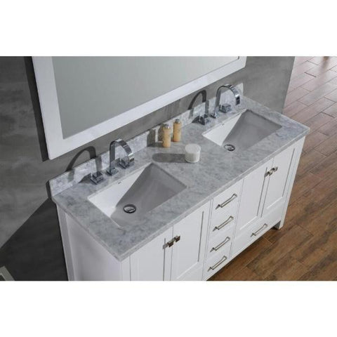 Image of Ariel Cambridge 61" White Modern Double Rectangle Sink Vanity A061D-CWR-WHT