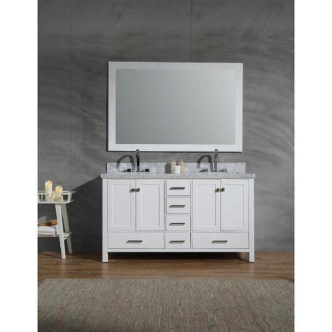 Image of Ariel Cambridge 61" White Modern Double Rectangle Sink Vanity A061D-CWR-WHT
