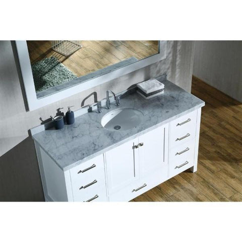 Image of Ariel Cambridge 61" White Modern Oval Sink Bathroom Vanity A061S-WHT