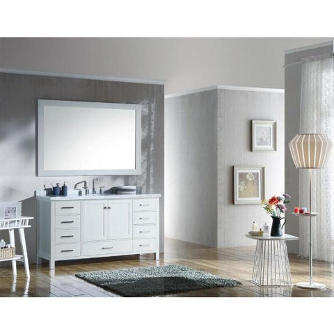 Image of Ariel Cambridge 61" White Modern Oval Sink Bathroom Vanity A061S-WHT