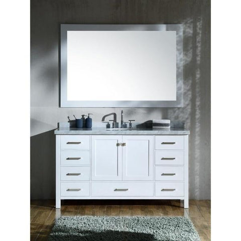 Image of Ariel Cambridge 61" White Modern Oval Sink Bathroom Vanity A061S-WHT