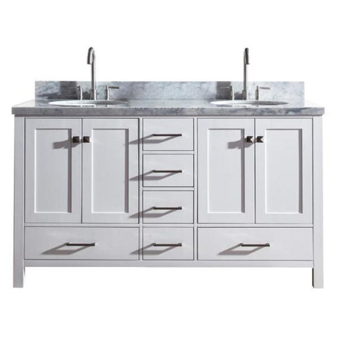 Image of Ariel Cambridge 61" White Modern Oval Sink Bathroom Vanity A061S-WHT