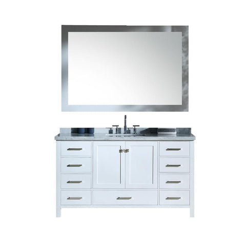 Image of Ariel Cambridge 61" White Modern Rectangle Sink Bathroom Vanity A061S-CWR-WHT